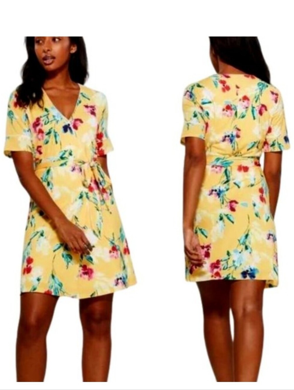 NWT Alexia Admor Wrap Yellow Floral Dress